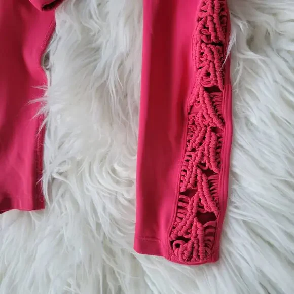 Carbon38 Tanjung Sayang Leggings Macrame Inset Hibiscus Pink Women Small - Picture 8 of 9